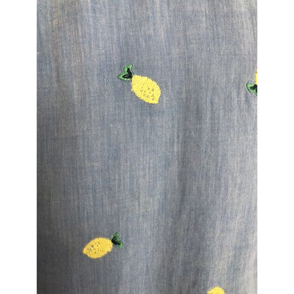 Loft Women's Small Cotton Rolled Sleeve Pineapple Button-Up Shirt - Picture 3 of 6